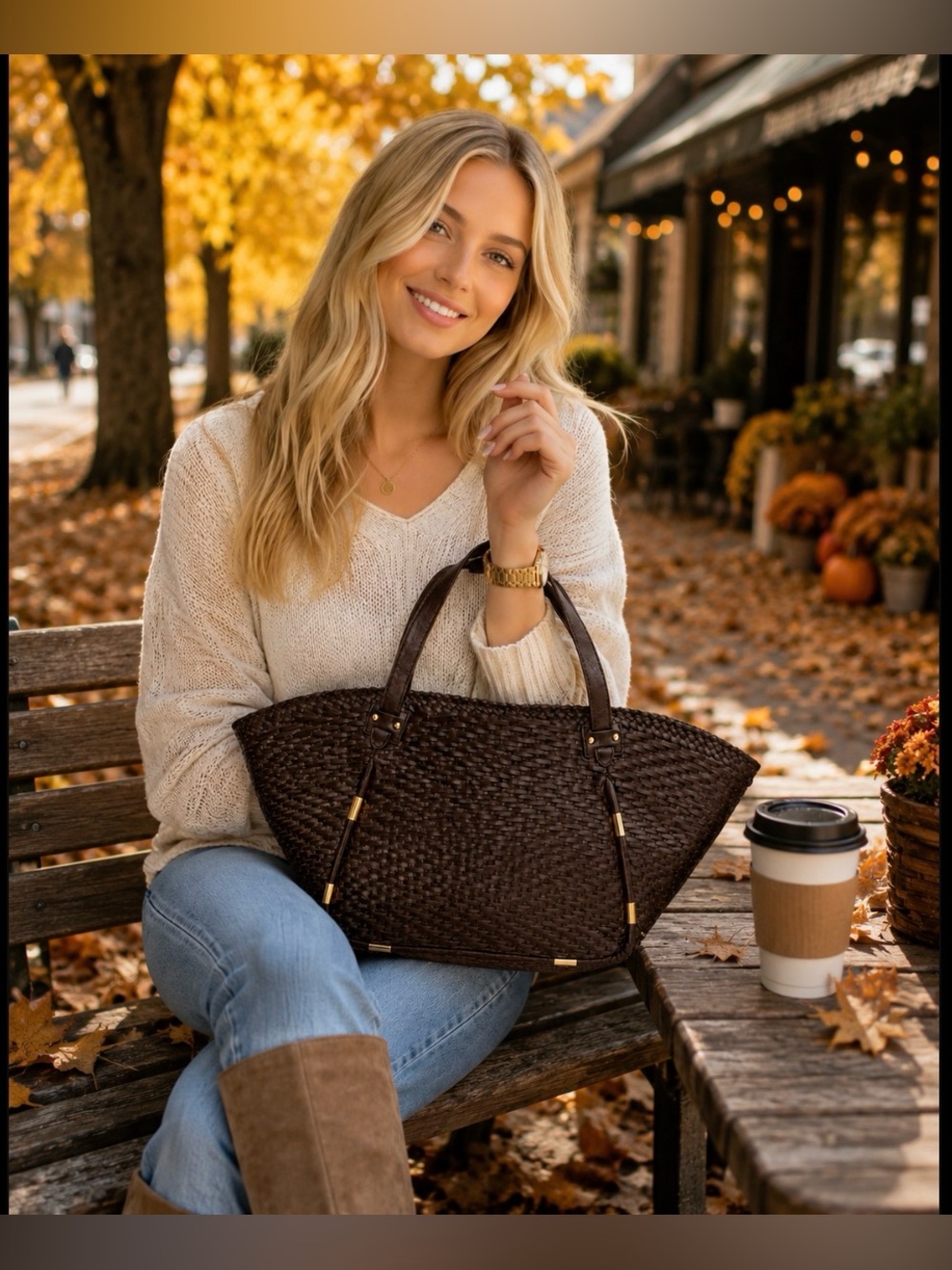 Juicy Couture Huge Brown Woven Leather Tote! EUC RARE Stunningly Gorgeous